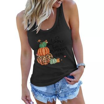 Autumn Leaves Pumpkins Please Thanksgiving Quote V2 Women Flowy Tank - Monsterry CA
