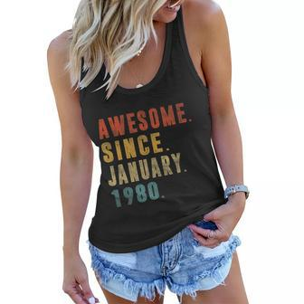 Awesome Since January 1980 42Nd Birthday Gift 42 Year Old Women Flowy Tank - Monsterry