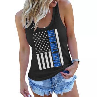 Back The Blue Thin Blue Line Us Flag Women Flowy Tank - Monsterry DE