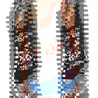 Be Nice To The School Nurse Santa Is Watching Women Flowy Tank - Thegiftio