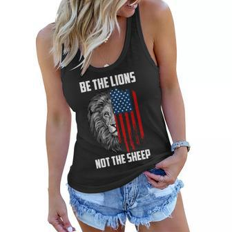 Be The Lions Not The Sheep Usa American Flag Tshirt Women Flowy Tank - Monsterry