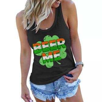Beer Me St Patricks Day Irish Flag Clover Women Flowy Tank - Monsterry DE