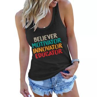 Believer Motivator Innovator Educator Unisex Tee For Teacher Gift Women Flowy Tank - Monsterry DE