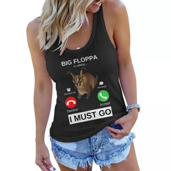 Big Floppa Is Calling Funny Caracal Big Cat Meme Women Flowy Tank - Monsterry