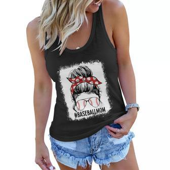 Bleached Baseball Mom Messy Bun Game Day Vibes Mothers Day Meaningful Gift Women Flowy Tank - Monsterry UK