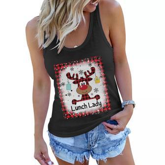 Bleached Lunch Lady Reindeer Christmas Principal Pajama Xmas Cute Gift Women Flowy Tank - Monsterry