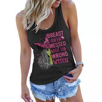 Breast Cancer Messed With The Wrong Pink Witch Hat Halloween V2 Women Flowy Tank - Seseable