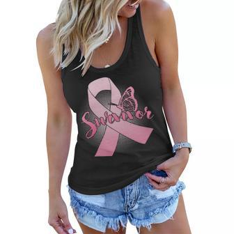 Breast Cancer Survivor Butterfly Tshirt Women Flowy Tank - Monsterry