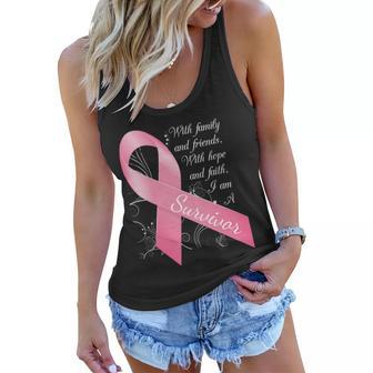 Breast Cancer Survivor Family Friends Hope Faith Tshirt Women Flowy Tank - Monsterry