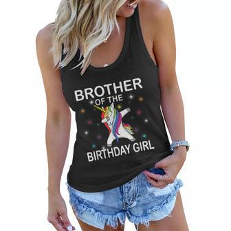 Brother Of The Birthday Girl Unicorn Dabbing Party Tshirt Women Flowy Tank - Monsterry UK