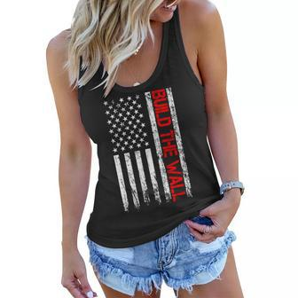 Build The Wall Distressed Flag Women Flowy Tank - Monsterry