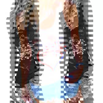 Butterfly And Sunflower Heart Shape America Flag Women Flowy Tank - Thegiftio