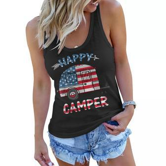 Camper Merica American Happy Pride Flag 4Th Of July Camping V2 Women Flowy Tank - Seseable