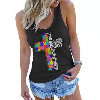 Can Do All Things Through Christ Autism Awareness Women Flowy Tank - Monsterry AU