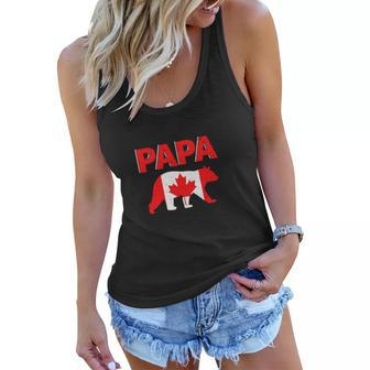 Canada Flag Papa Bear Funny Canadian Dad Fathers Day Women Flowy Tank - Thegiftio UK