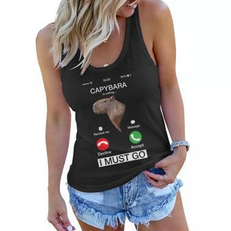 Capybara Is Calling Funny Capibara Rodent Animal Lover Humor Cute Gift Women Flowy Tank - Monsterry UK