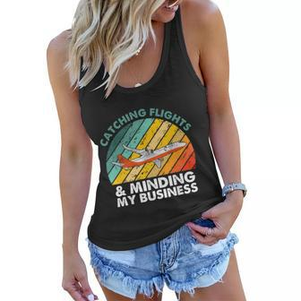 Catching Flights & Minding My Business Vintage Women Flowy Tank - Monsterry AU
