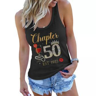 Chapter 50 Years Est 1972 50Th Birthday Red Rose Wine Crown Women Flowy Tank | Mazezy