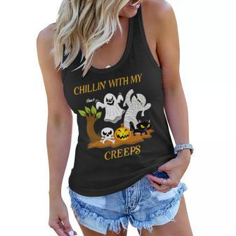 Chillin With My Creeps Women Flowy Tank - Monsterry