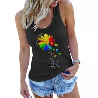Choose Kind Autism Awareness Sunflower Mom Autism Puzzle Women Flowy Tank - Monsterry CA