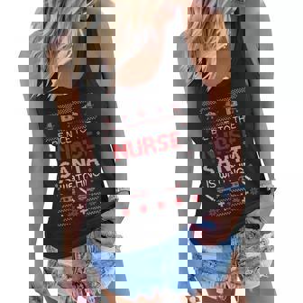 Christmas Be Nice To The Nurse Santa Is Watching Ugly Christmas Sweater Women Flowy Tank - Thegiftio