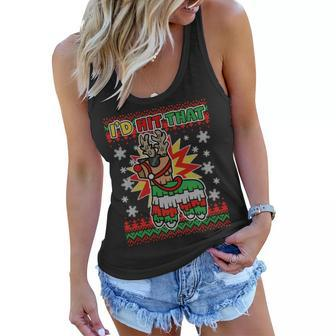 Christmas Id Hit That Llama Pinata Ugly Sweater Women Flowy Tank - Monsterry