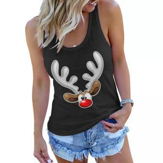 Christmas Red Nose Reindeer Face Graphic Design Printed Casual Daily Basic Women Flowy Tank - Thegiftio UK