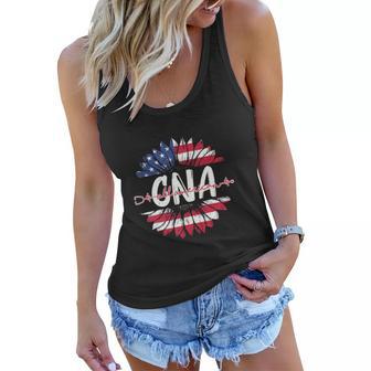 Cna Life American Flag Sunflower Funny 4Th Of July Women Flowy Tank - Monsterry UK