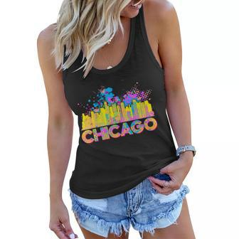 Colorful Chicago Skyline Paint Women Flowy Tank - Monsterry CA