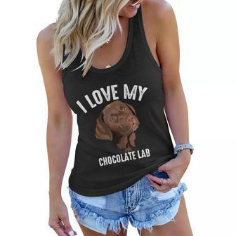 Cool I Love My Chocolate Lab Funny Brown Labrador Pet Gift Funny Gift Women Flowy Tank - Monsterry AU