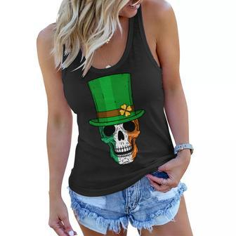 Cool St Patricks Day Irish Skull Tshirt Women Flowy Tank - Monsterry UK