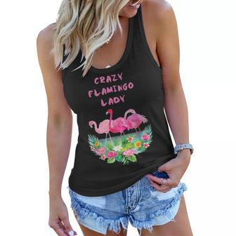 Crazy Flamingo Lady Watercolor Pink Bird Flock Collector Graphic Design Printed Casual Daily Basic Women Flowy Tank - Thegiftio UK