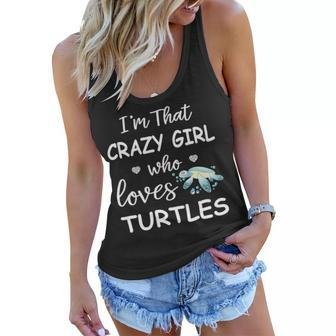 Crazy Girl Who Loves Turtles Sea Turtle Beach Women Flowy Tank - Thegiftio UK
