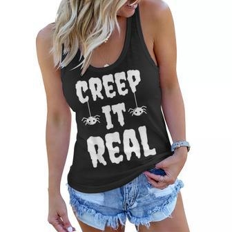 Creep It Real Funny Halloween Spider Gift Women Flowy Tank - Seseable