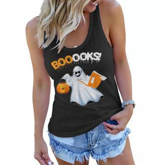 Cute Booooks Ghost Boo Read Books Library Teacher Halloween Women Flowy Tank - Thegiftio UK