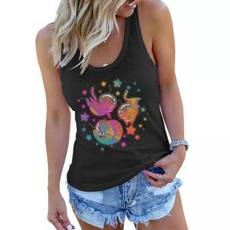 Cute Funny Astronaut Space Kitty Cats Women Flowy Tank - Monsterry