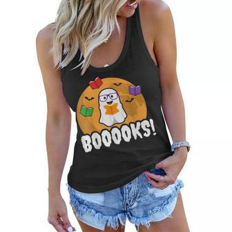 Cute Ghost Boo Read Books Library Gifts Funny Women Flowy Tank - Thegiftio UK