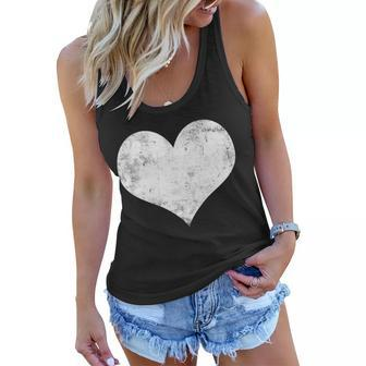 Cute Heart Valentines Day Vintage Distressed Women Flowy Tank - Monsterry
