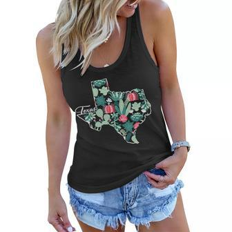 Cute Texas Cactus And Flowers Women Flowy Tank - Monsterry