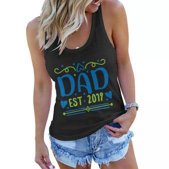 Dad Est 2019 Expecting Baby Fathers Day Gifts Cute Designs Women Flowy Tank - Thegiftio UK