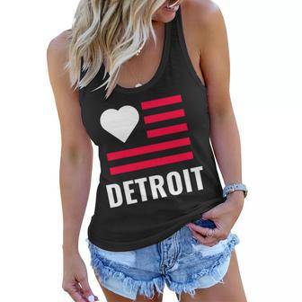Detroit Usa Flag Love Women Flowy Tank - Monsterry