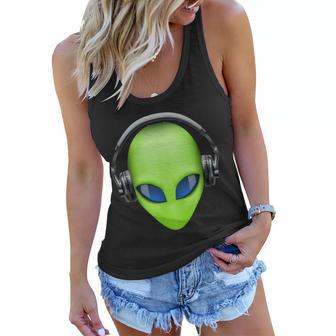 Dj Alien Headphones Tshirt Women Flowy Tank - Monsterry