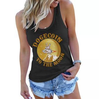 Dogecoin Vintage To The Moon Tshirt Women Flowy Tank - Monsterry