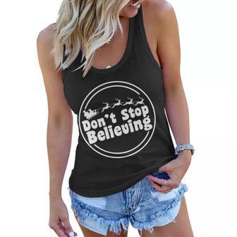 Dont Stop Believing Santa Sleigh Christmas Women Flowy Tank - Monsterry DE