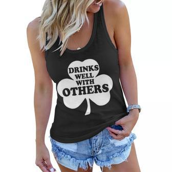 Drinks Well With Others Funny St Patricks Day Drinking Tshirt Women Flowy Tank - Monsterry AU