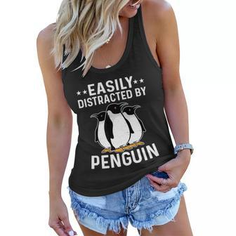 Easily Distracted By Penguins Gentoo Adelie Penguin Lovers Gift Women Flowy Tank - Monsterry