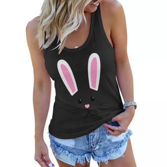 Easter Bunny Big Face Rabbit Tshirt Women Flowy Tank - Monsterry