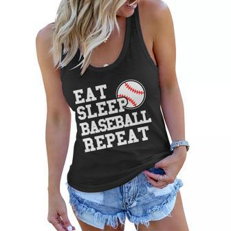 Eat Sleep Baseball Repeat Meaningful Gift Women Flowy Tank - Monsterry