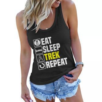 Eat Sleep Trek Repeat T Shirt Funny Star Fathers Day Dad Picard Birthday Gift Women Flowy Tank - Monsterry