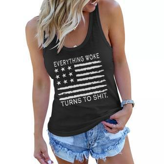 Everything Woke Turns To Shit American Flag Women Flowy Tank - Monsterry UK